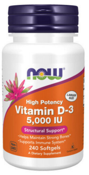 Vitamin D3 5000 IU (витамин D) 240 капсул NOW Foods