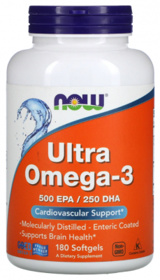 ULTRA OMEGA 3 FISH OIL (омега, рыбий жир) 180 капс. NOW