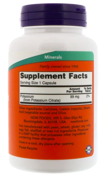 POTASSIUM CITRATE (цитрат калия) 180 капсул NOW Foods