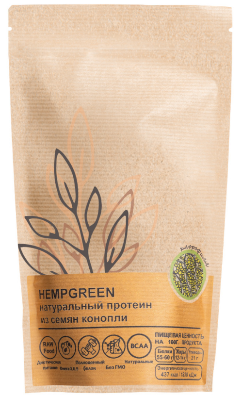 Натуральный белок из семян конопли HempGreen (250 гр)