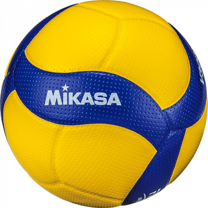 Мяч вол. "MIKASA V300W", р.5, FIVB Appr, 18 пан, синт.кожа (микрофиб), клееный, бут.кам, желто-синий