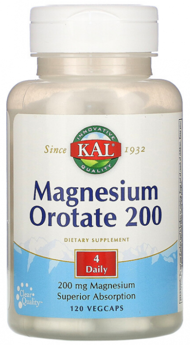 Magnesium Orotate (оротат магния) 200 мг 120 растительных капсул KAL
