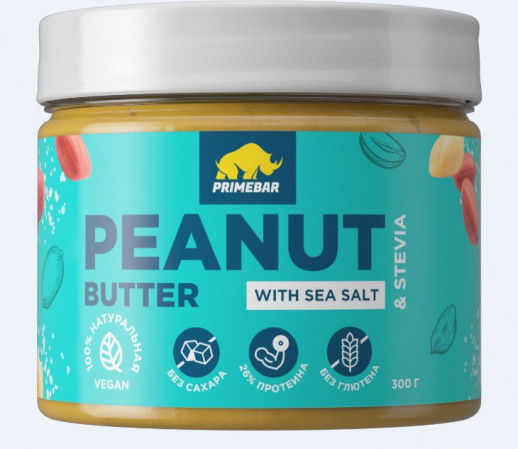 Арахисовая паста с Морской солью и Стевией Prime Kraft (300 гр)