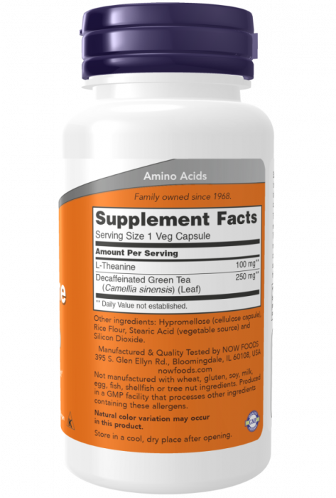 L-THEANINE 100 мг (L-теанин) 90 растительных капсул NOW Foods