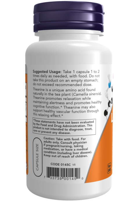 L-THEANINE 100 мг (L-теанин) 90 растительных капсул NOW Foods