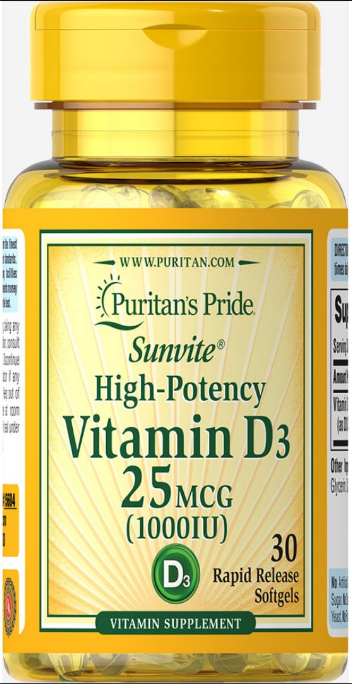Puritan's Pride Vitamin D3 1000 ME (100 таб)