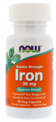 IRON 36MG FERROCHEL(R) (железо) 90 вег капс NOW Foods