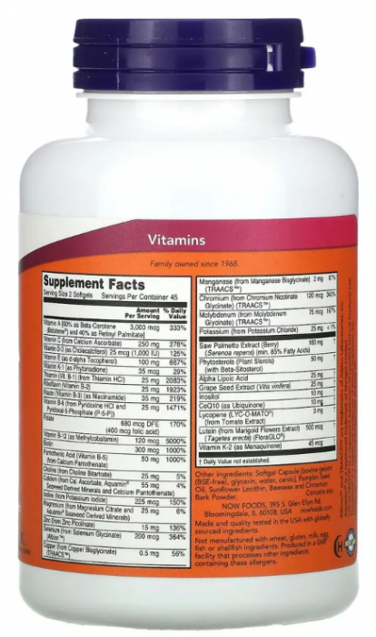 ADAM Superior Men's Multi (мультивитамины для мужчин) 90 мягких капсул NOW Foods